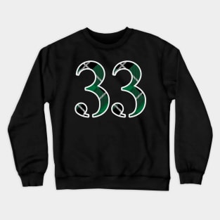 33 Sports Jersey Number Green Black Flannel Crewneck Sweatshirt